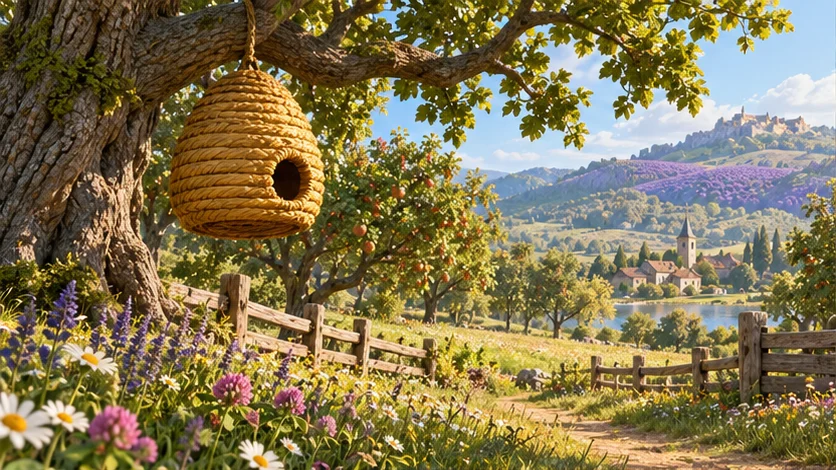 Artwork of Buzzy’s sunlit meadow adventure